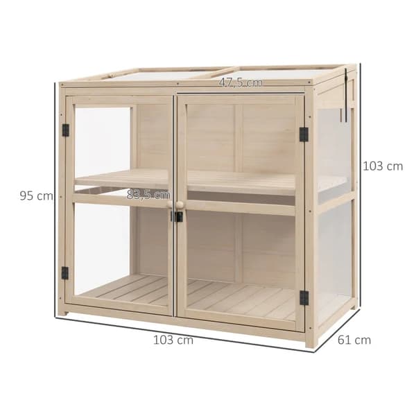 Rootz Koldrammer - Plantebed - Vejrbestandig - Hævet ramme - 2 niveauer - Grantræ - Trædrivhus - Akryl-grantræ - Naturligt træ - 103 x 61 x 103 cm