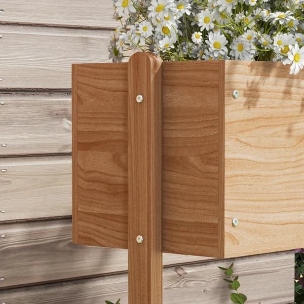 Rootz Højseng - 3 blomsterkasser - Vejrbestandig - Drænhuller - Indvendig foring - Ramme af naturtræ - 108 x 80 x 140 cm