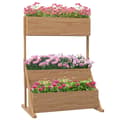 Miniatyrbillede 1 af 6: Rootz Højseng - 3 blomsterkasser - Vejrbestandig - Drænhuller - Indvendig foring - Ramme af naturtræ - 108 x 80 x 140 cm