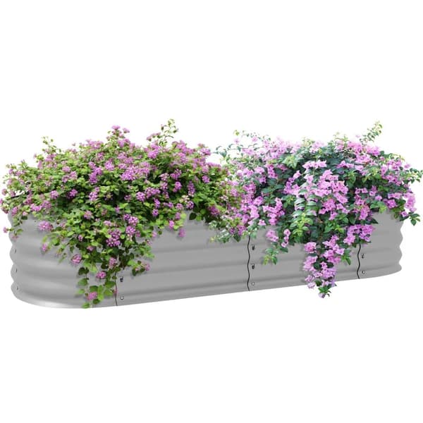 Rootzin korotettu sänky - Kasvipenkki - Modulaarinen korotettu sänky - Suojatut reunat - Perusteeton muotoilu - Galvanoitu metalli - Hopea - 150 x 62