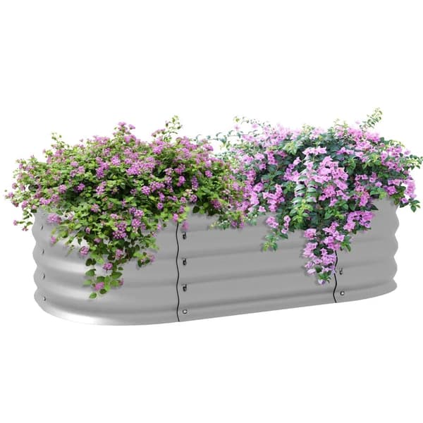 Rootz Højbed - Plantebed - Modulært Højbed - Beskyttede kanter - Grundløst design - Galvaniseret metal - Sølv - 105 x 62 x 30 cm