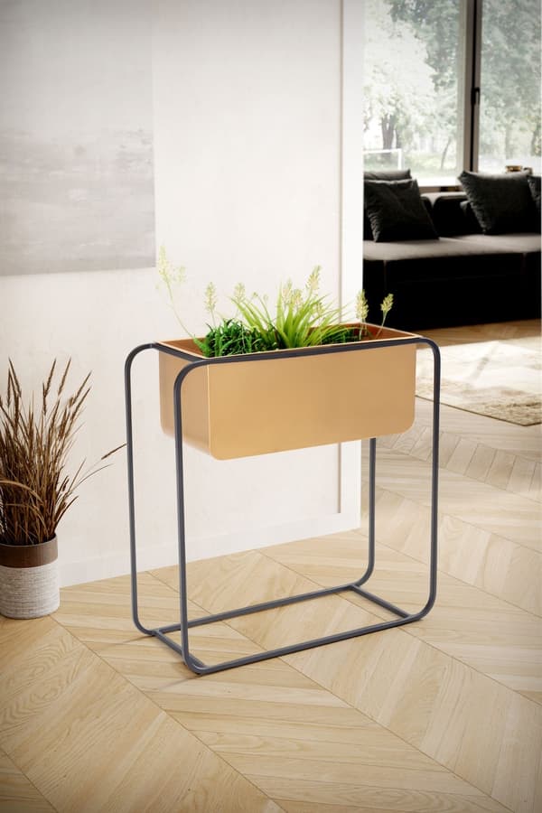 Rootz Modern Design Rektangulær Plantepotte - Sort & Guld Plantekasse - Elegant og funktionel indendørs planteholder - 60 cm x 60 cm x 24 cm - Håndlav