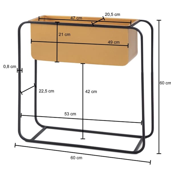 Rootz Modern Design Rektangulær Plantepotte - Sort & Guld Plantekasse - Elegant og funktionel indendørs planteholder - 60 cm x 60 cm x 24 cm - Håndlav