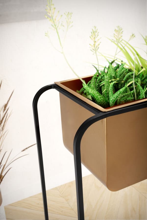 Rootz Modern Design Rektangulær Plantepotte - Sort & Guld Plantekasse - Elegant og funktionel indendørs planteholder - 60 cm x 60 cm x 24 cm - Håndlav