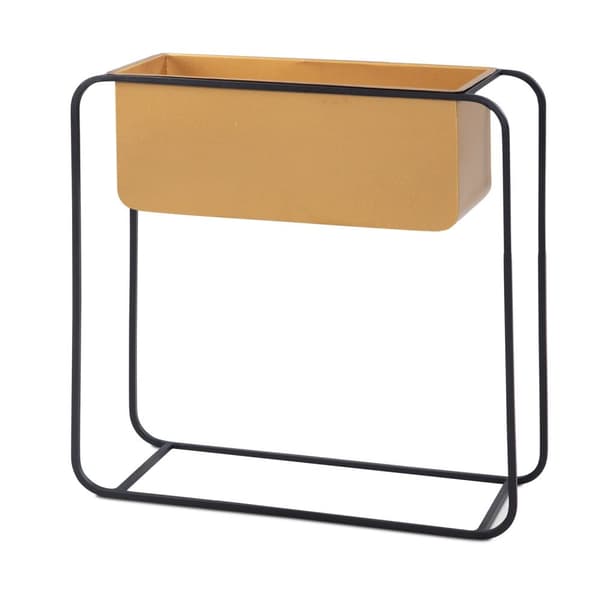 Rootz Modern Design Rektangulær Plantepotte - Sort & Guld Plantekasse - Elegant og funktionel indendørs planteholder - 60 cm x 60 cm x 24 cm - Håndlav