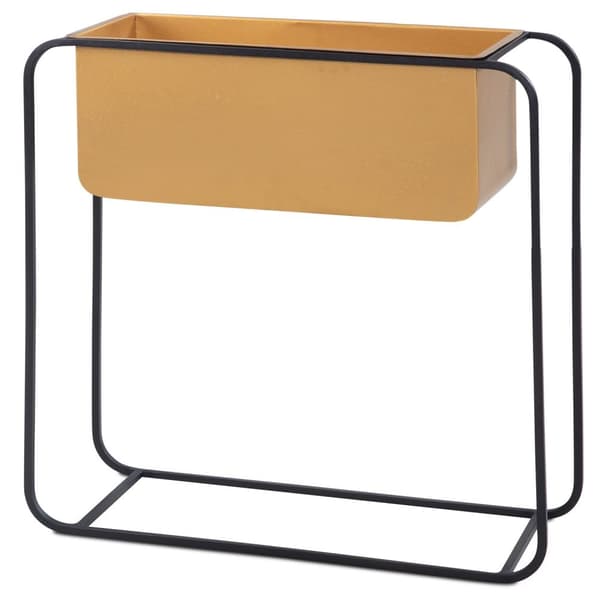 Rootz Modern Design Rektangulær Plantepotte - Sort & Guld Plantekasse - Elegant og funktionel indendørs planteholder - 60 cm x 60 cm x 24 cm - Håndlav