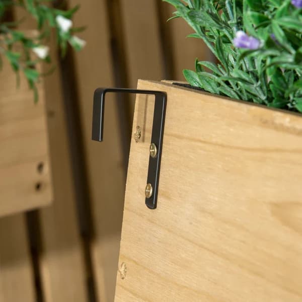 Rootz Vægmonterede haveplanter i træ med espalier - Drænhuller - 3 bevægelige plantekasser - Væghævet haveseng til gårdhave - Naturlig - 60 x 16 x 80