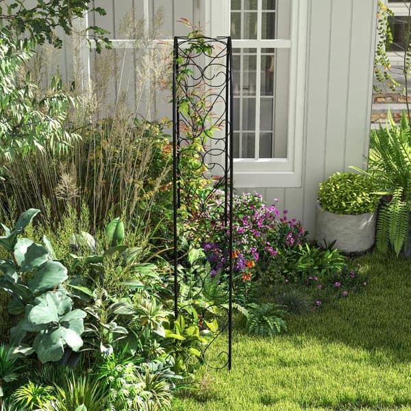 Rootz Garden -ruusukaari - Vintage Design - Neljä U-muotoista maaperää - Koristetut kukat ja ilmapallot - Jauhemaalattu teräs - Musta - 125L x 37W x 2