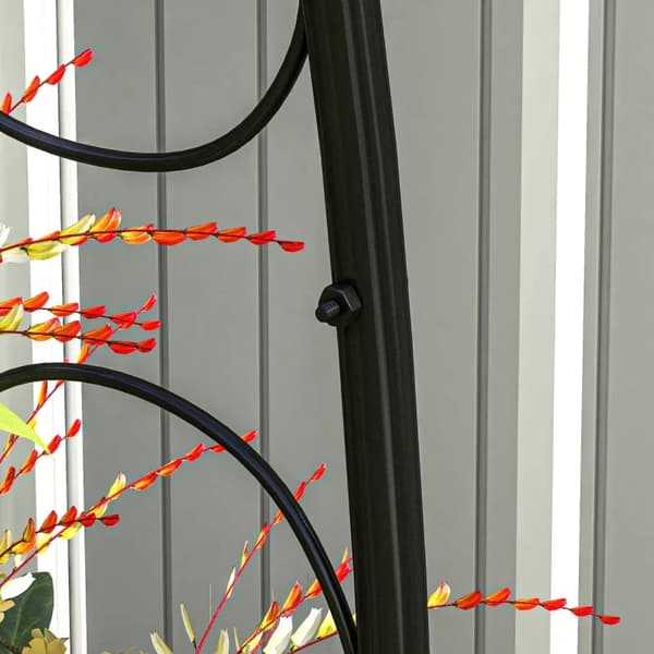 Rootz Garden -ruusukaari - Vintage Design - Neljä U-muotoista maaperää - Koristetut kukat ja ilmapallot - Jauhemaalattu teräs - Musta - 125L x 37W x 2
