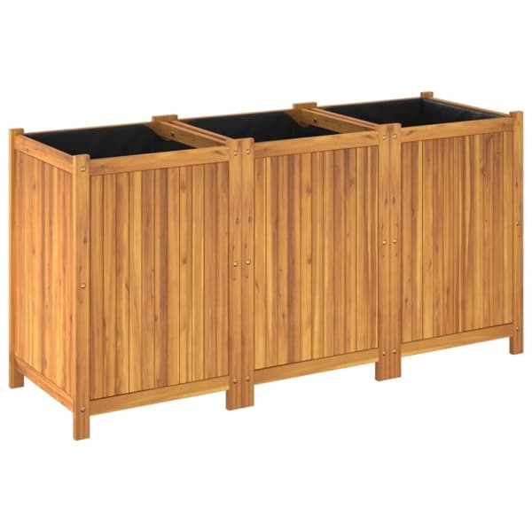 vidaXL Odlingslåda med foder 150x50x75 cm massivt akaciaträ