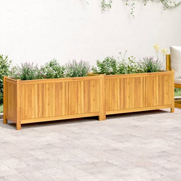 vidaXL plantekasse med for 199x38,5x50 cm massivt akacietræ
