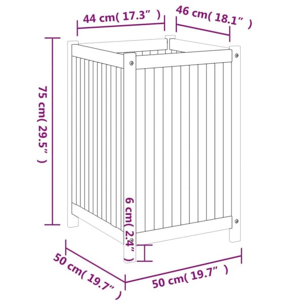 vidaXL plantekasse med for 50x50x75 cm massivt akacietræ