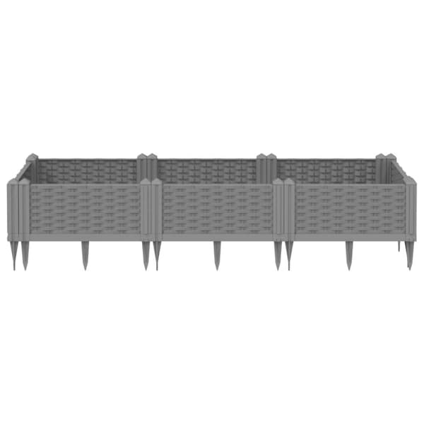 vidaXL Plantekasse med plugger lysegrå 125x40x28,5 cm PP