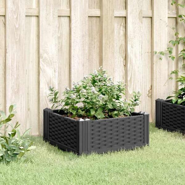 vidaXL plantekasse med spyd 42,5x42,5x28,5 cm PP sort