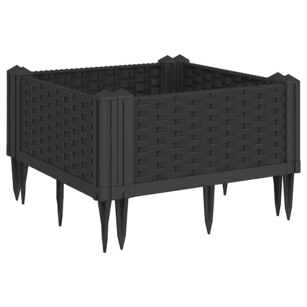 vidaXL Odlingslåda med piggar svart 42,5x42,5x28,5 cm PP