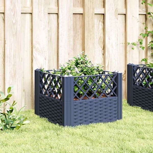 vidaXL Odlingslåda med piggar grå 43,5x43,5x43,5 cm PP
