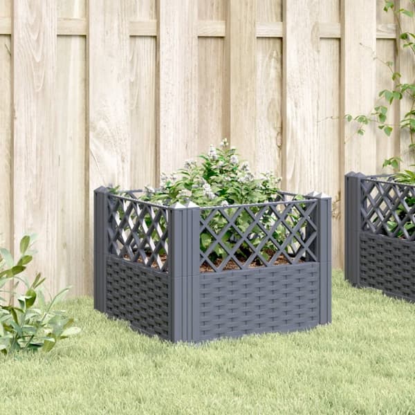 vidaXL plantekasse med spyd 43,5x43,5x43,5 cm PP grå