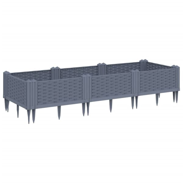 vidaXL plantekasse med spyd 125x40x28,5 cm PP grå