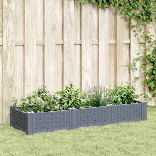 vidaXL plantekasse med spyd 125x40x28,5 cm PP grå