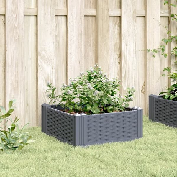 vidaXL plantekasse med spyd 42,5x42,5x28,5 cm PP grå