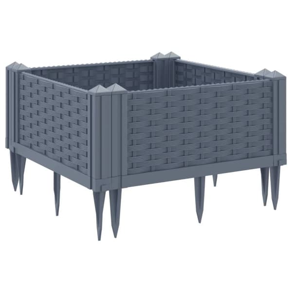 vidaXL plantekasse med spyd 42,5x42,5x28,5 cm PP grå