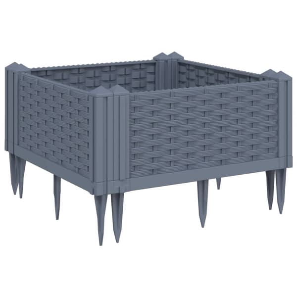 vidaXL plantekasse med spyd 42,5x42,5x28,5 cm PP grå