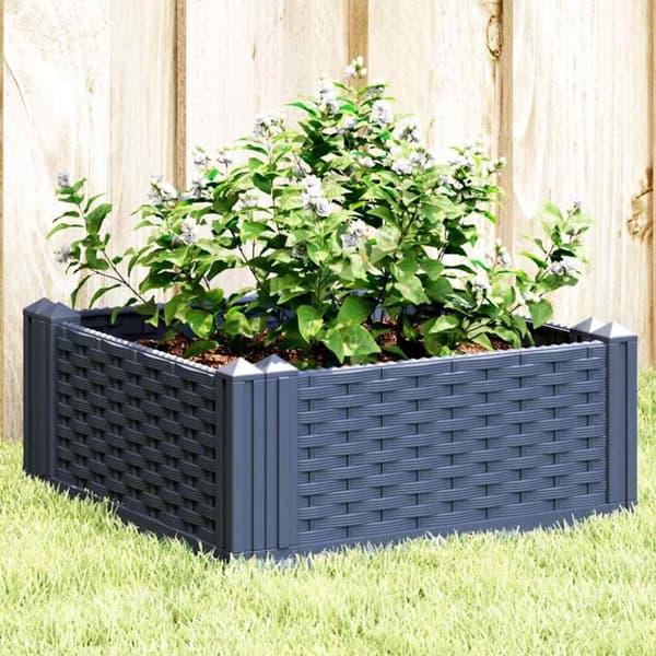 vidaXL Odlingslåda med piggar grå 42,5x42,5x28,5 cm PP