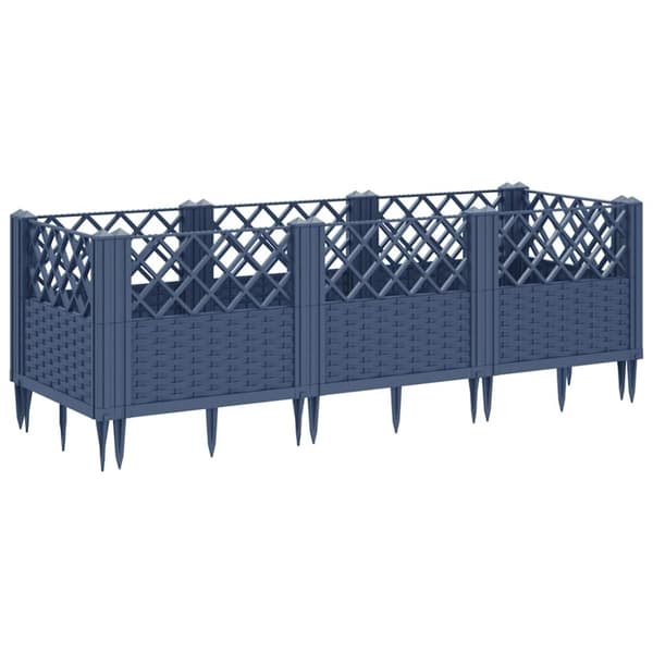 vidaXL Kukkalaatikko jalkatapeilla sininen harmaa 123,5x43,5x43,5 cm PP