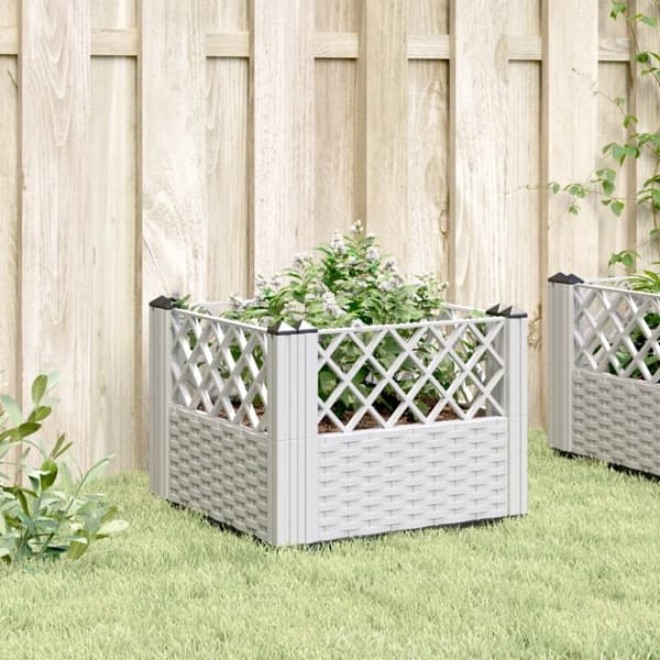 vidaXL plantekasse med spyd 43,5x43,5x43,5 cm PP hvid