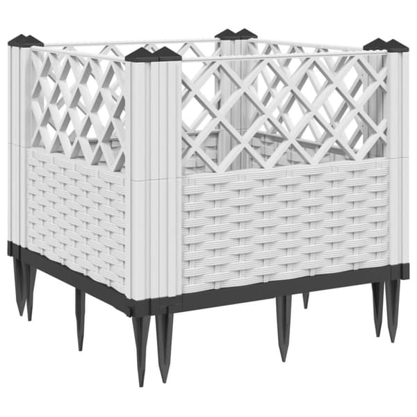 vidaXL plantekasse med spyd 43,5x43,5x43,5 cm PP hvid