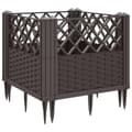 Miniatyrbillede 5 af 8: vidaXL plantekasse med spyd 43,5x43,5x43,5 cm PP brun
