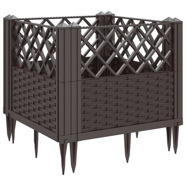 vidaXL plantekasse med spyd 43,5x43,5x43,5 cm PP brun