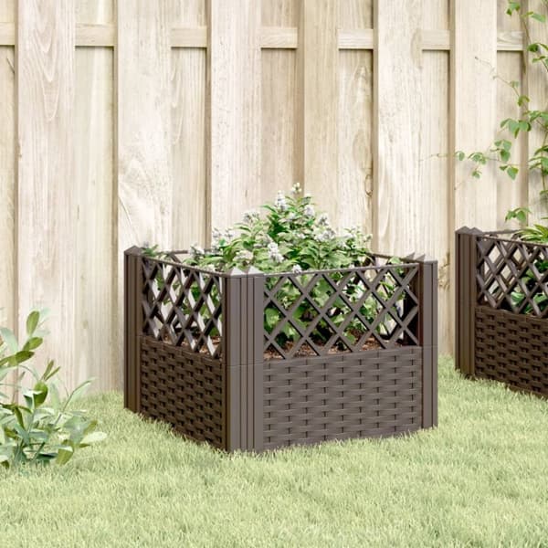 vidaXL plantekasse med spyd 43,5x43,5x43,5 cm PP brun