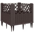 Miniatyrbillede 1 af 8: vidaXL plantekasse med spyd 43,5x43,5x43,5 cm PP brun