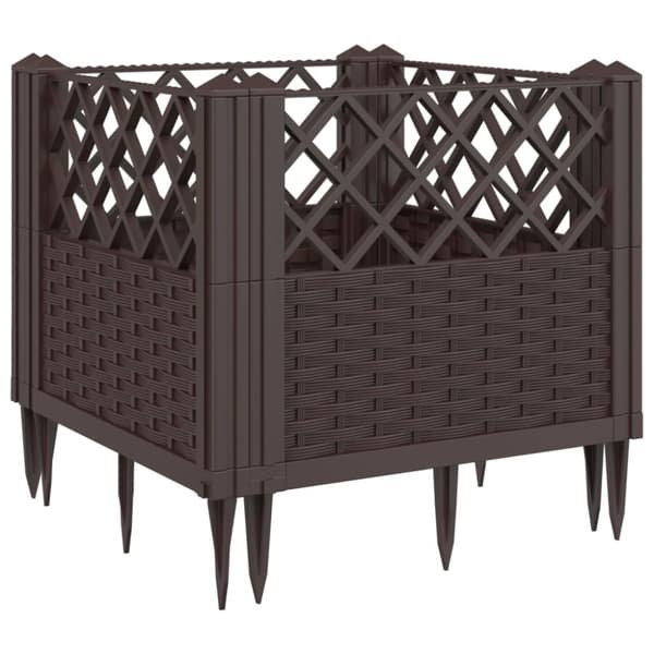 vidaXL plantekasse med spyd 43,5x43,5x43,5 cm PP brun