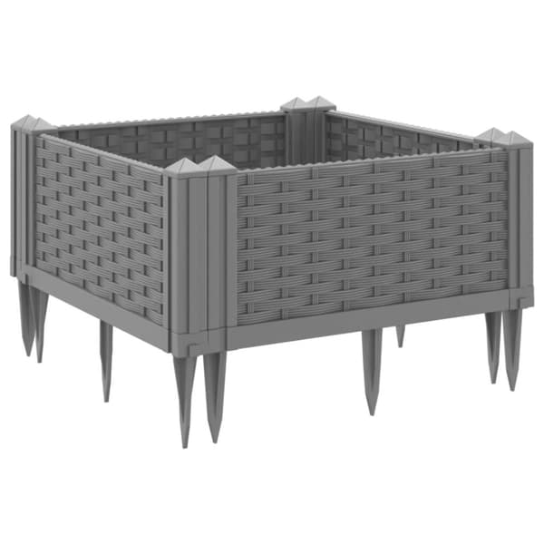vidaXL plantekasse med spyd 42,5x42,5x28,5 cm PP lysegrå