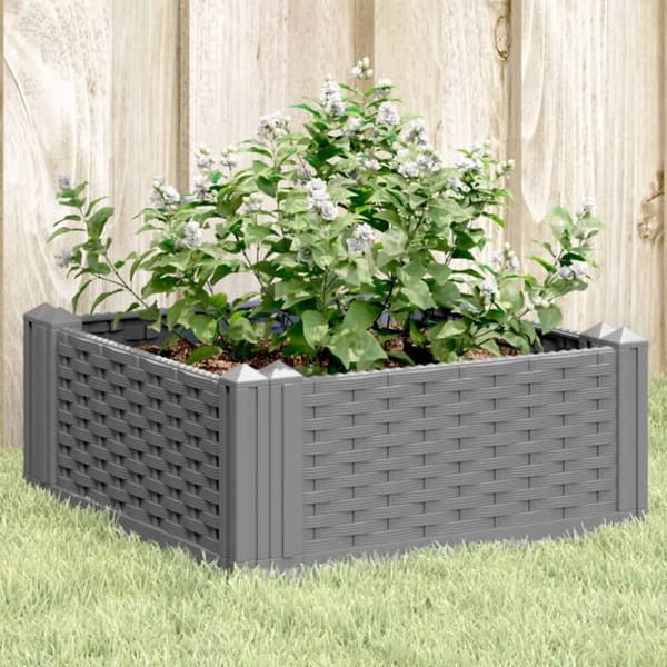 vidaXL plantekasse med spyd 42,5x42,5x28,5 cm PP lysegrå
