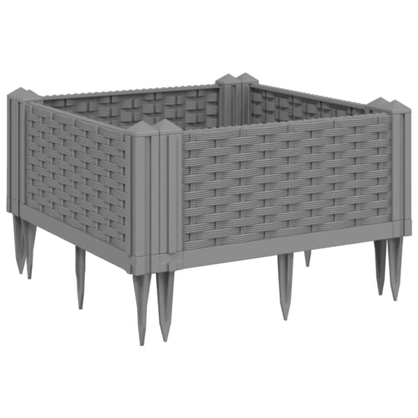 vidaXL plantekasse med spyd 42,5x42,5x28,5 cm PP lysegrå