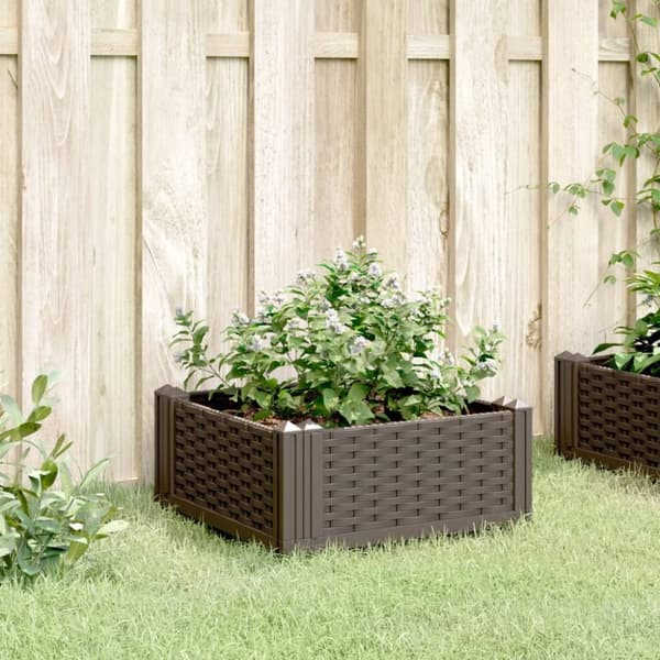 vidaXL plantekasse med spyd 42,5x42,5x28,5 cm PP brun
