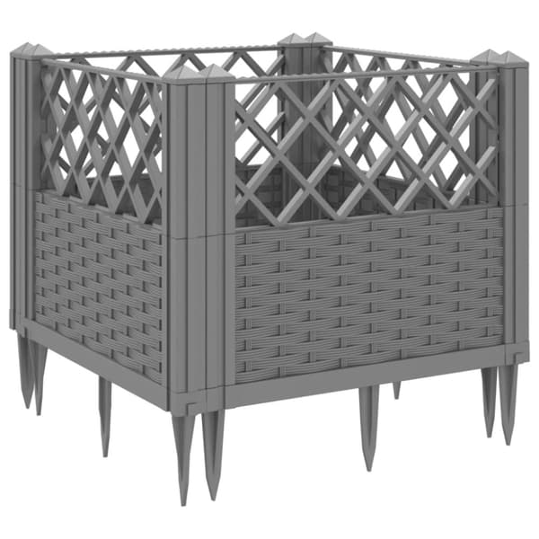 vidaXL Odlingslåda med piggar ljusgrå 43,5x43,5x43,5 cm PP
