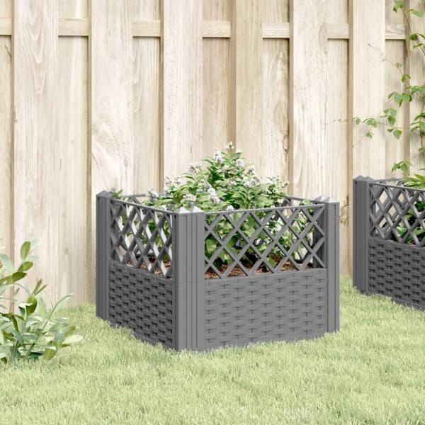 vidaXL Odlingslåda med piggar ljusgrå 43,5x43,5x43,5 cm PP