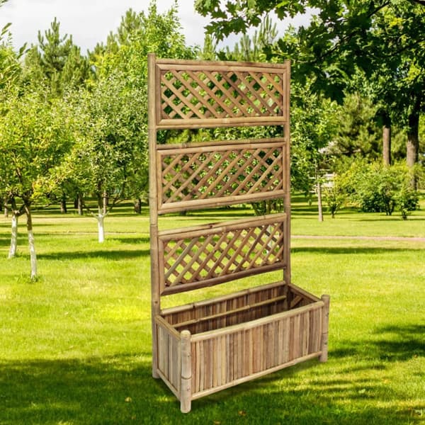 vidaXL Odlingslåda med spaljé bambu 70 cm -  Krukor & odlingslådor