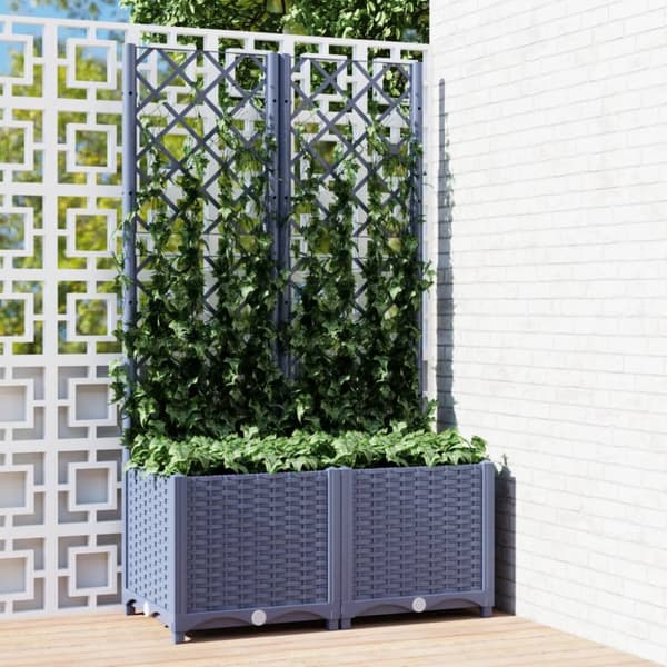 vidaXL plantekasse med espalier 80x40x136 cm PP mørkegrå -  Plantekrukker