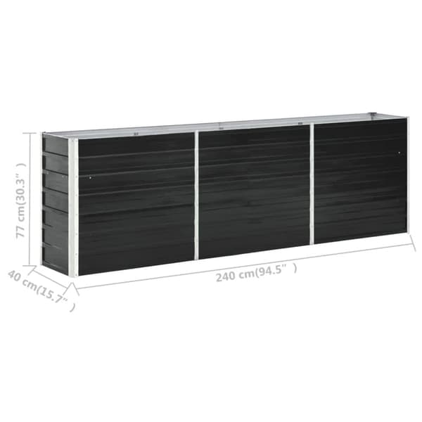 vidaXL Odlingslåda upphöjd galvaniserat stål 240x40x77 cm antracit -  Krukor & odlingslådor