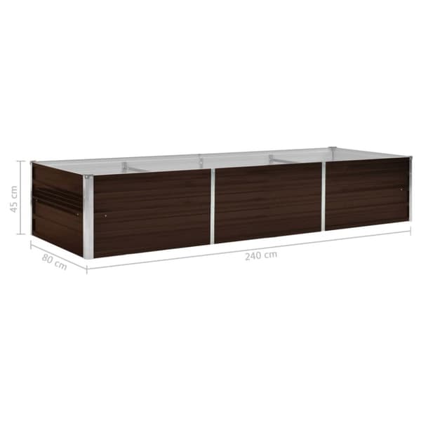 vidaXL hævet plantekasse 240x80x45 cm galvaniseret stål brun -  Plantekrukker