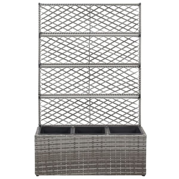 vidaXL Korotettu kukkalaatikko 3ruukkua 83x30x130cm polyrottinki harm. -  Kukkaruukut & istutuslaatikot