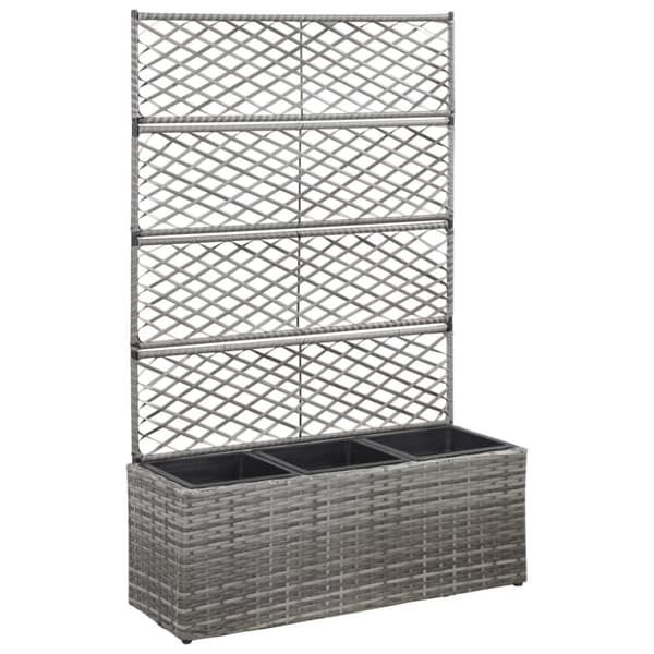 vidaXL Korotettu kukkalaatikko 3ruukkua 83x30x130cm polyrottinki harm. -  Kukkaruukut & istutuslaatikot