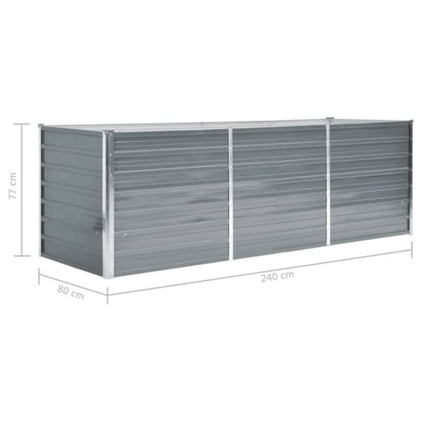 vidaXL forhøjet plantekasse 240x80x77 cm galvaniseret stål grå -  Plantekrukker