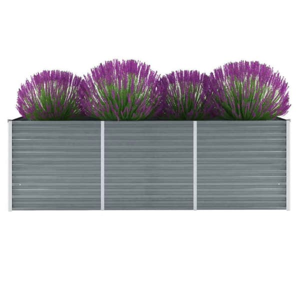 vidaXL forhøjet plantekasse 240x80x77 cm galvaniseret stål grå -  Plantekrukker