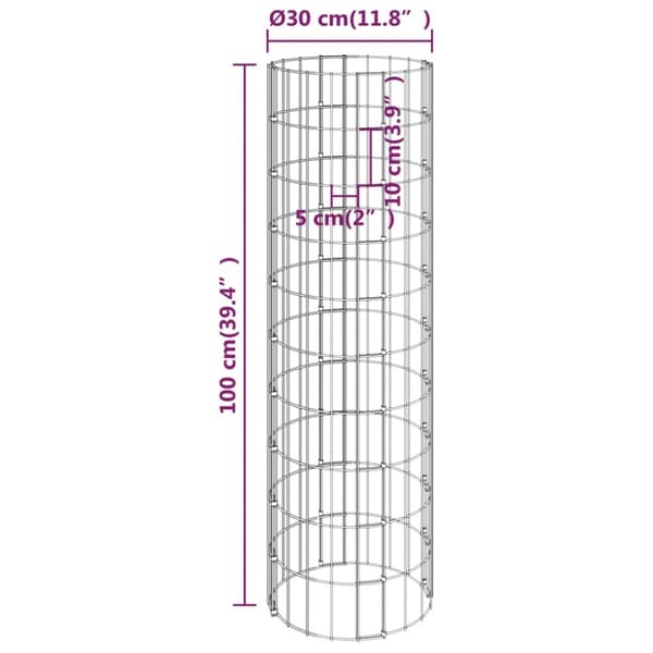 vidaXL rundt gabion-havebede 3 stk. Ø30x100 cm galvaniseret stål -  Plantekrukker